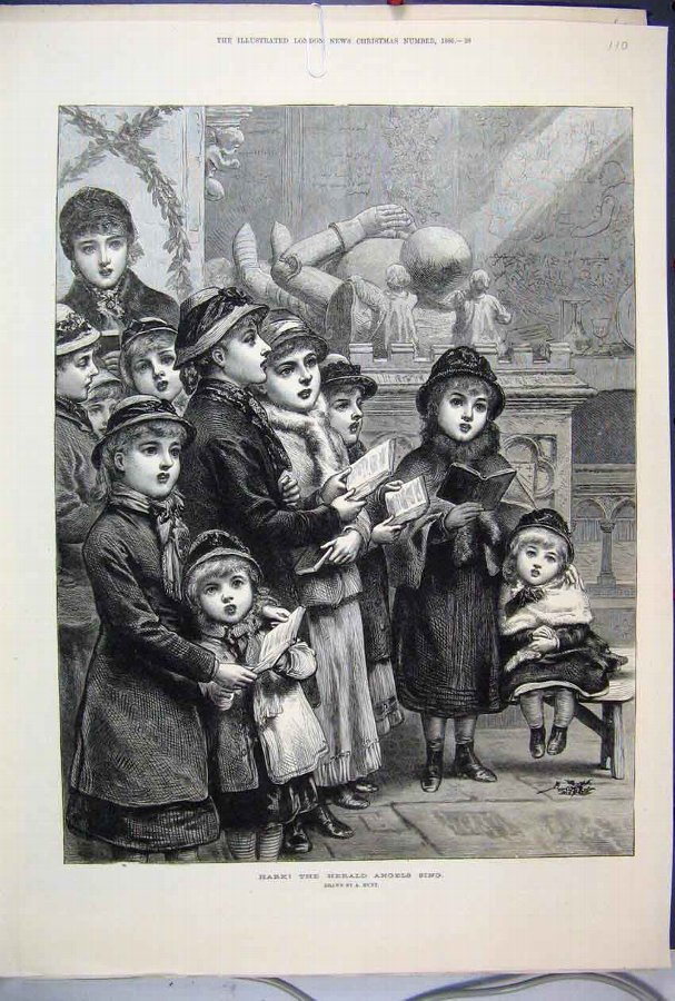 Print 1880 Children Singing Christmas Carols Victo