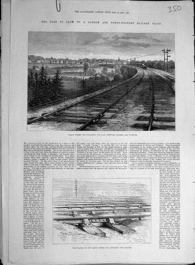 Print 1880 Dynamite Plot Railway Bushey Watford Fi