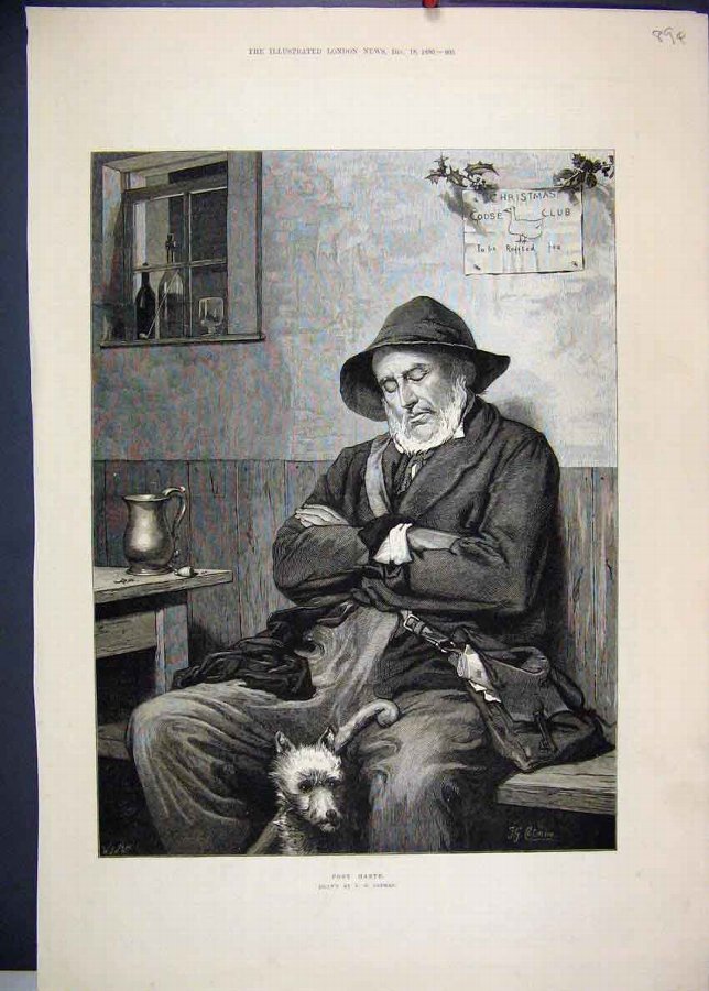Print 1880 Postman Sleeping Dog Letters Fine Art 9