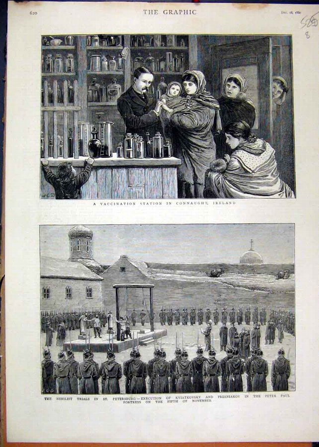 Print 1880 Vaccination Ireland Nihilist Execution 