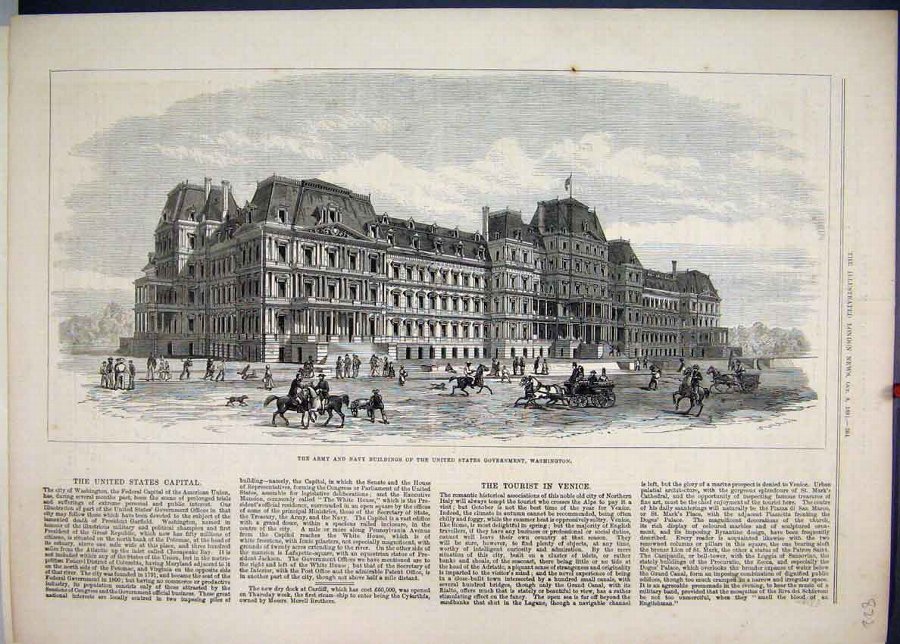 Print 1881 Army Navy Buildings United States Gover