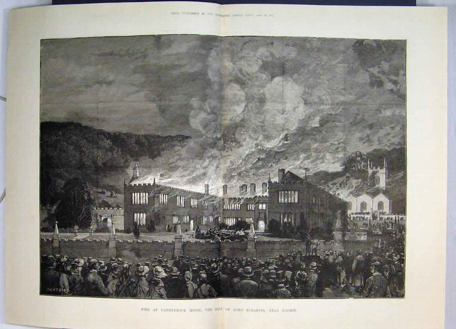 Print 1881 Fire Lanhydrock House Seat Lord Robarte