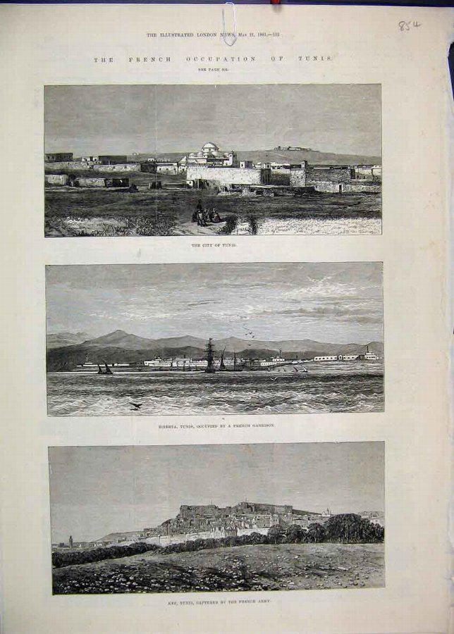 Print 1881 French Occupation Tunis Biserta Garriso
