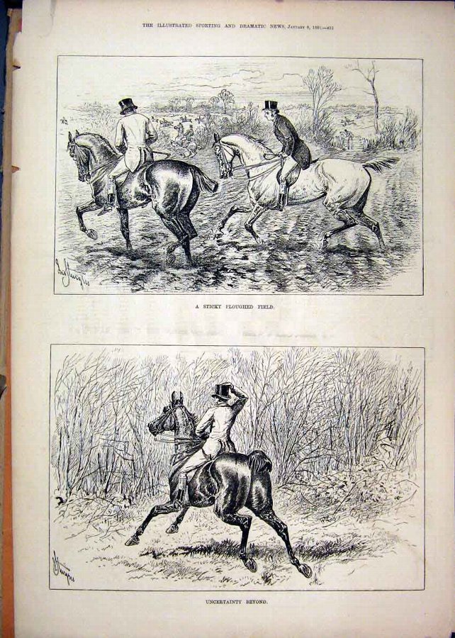 Print 1881 Horses Country Scenesticky Ploughed Fie