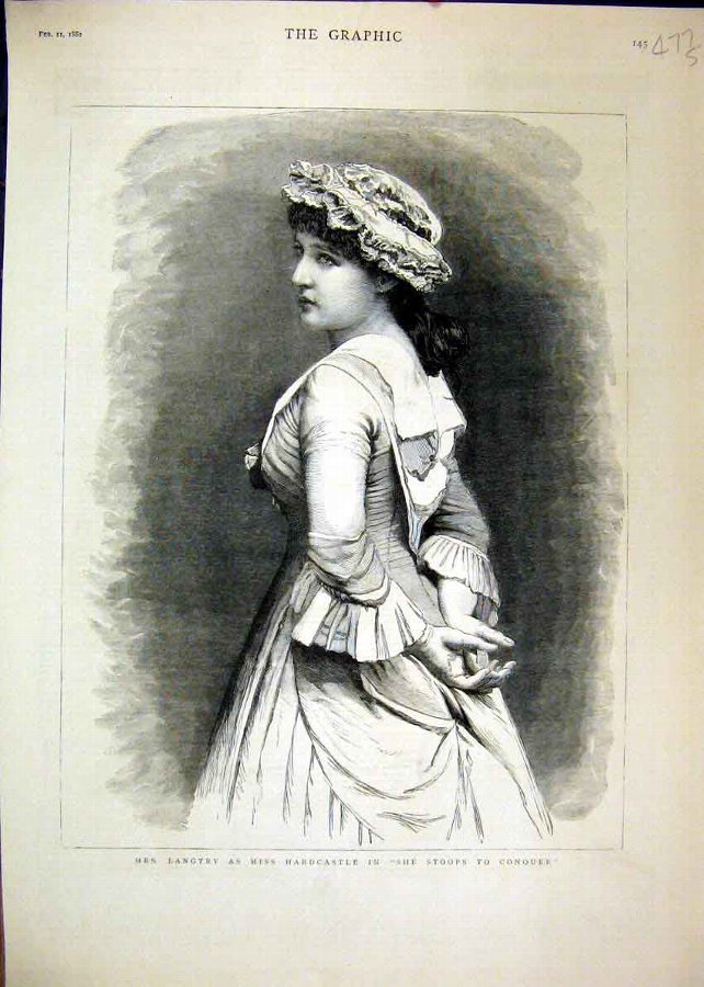 Print 1881 Langtry Hardcastle Stoops Conquer Theat