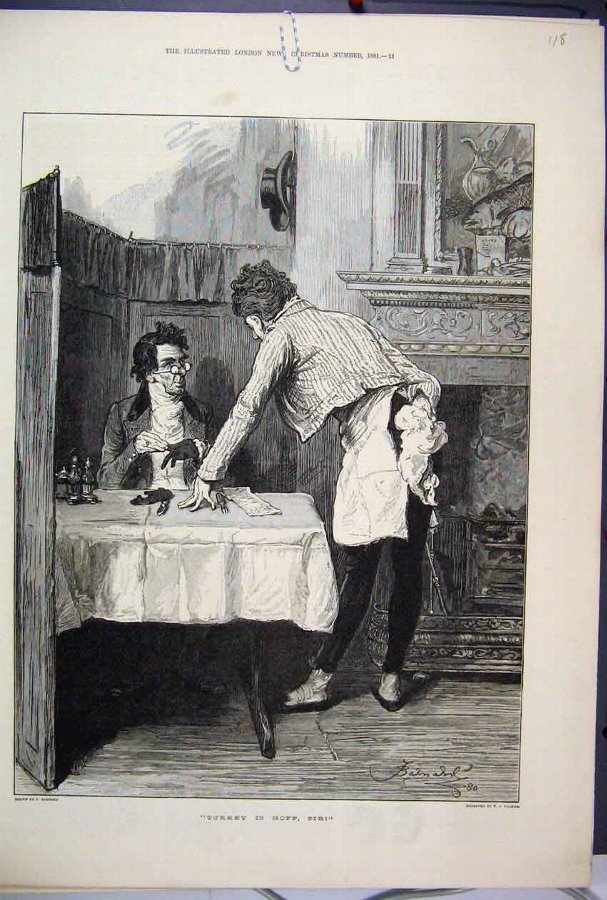 Print 1881 Man Restaurant Table Waiter Fine Art 18
