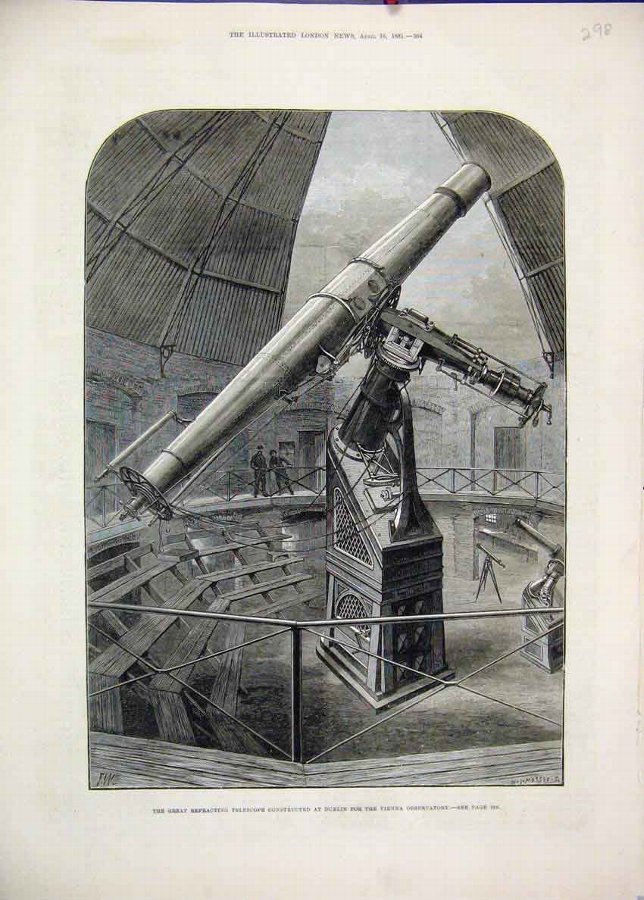Print 1881 Refracting Telescope Dublin Vienna Obse
