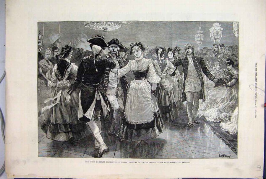 Print 1881 Royal Marriage Berlin Quadrille Emperor