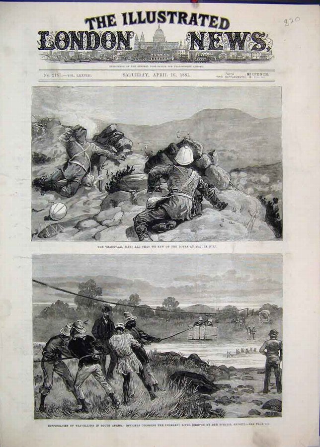 Print 1881 Transvaal War Boers Majuba Hill Ingagan