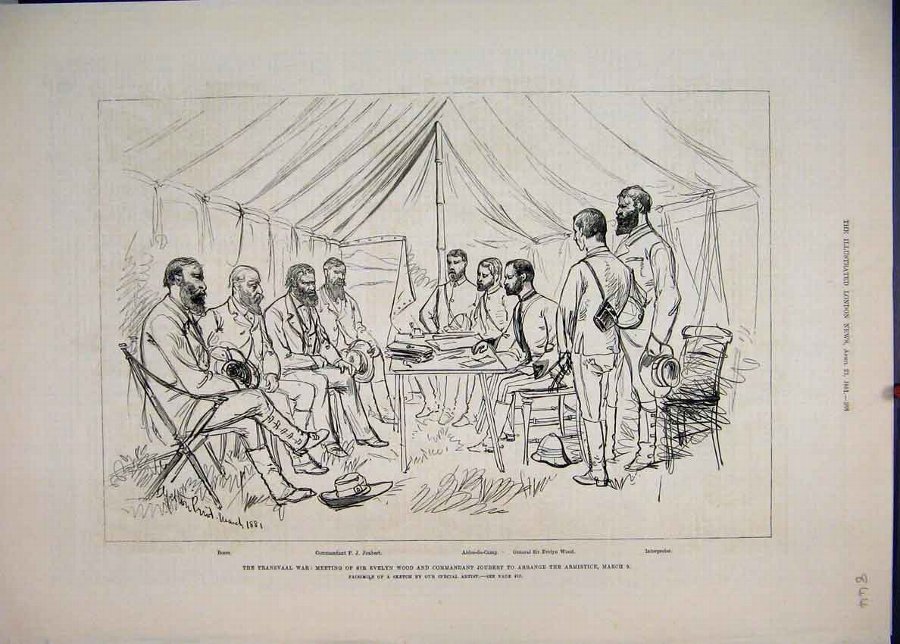 Print 1881 Transvaal War Evelyn Wood Commandant Jo