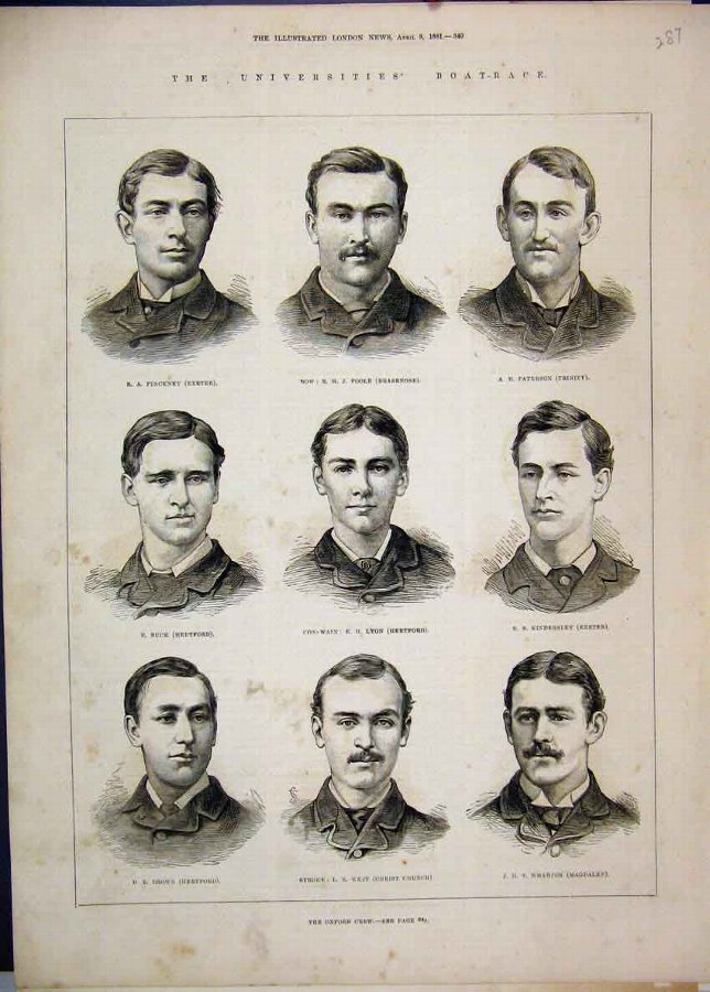 Print 1881 University Boat Race Oxford Crew 87MAR1