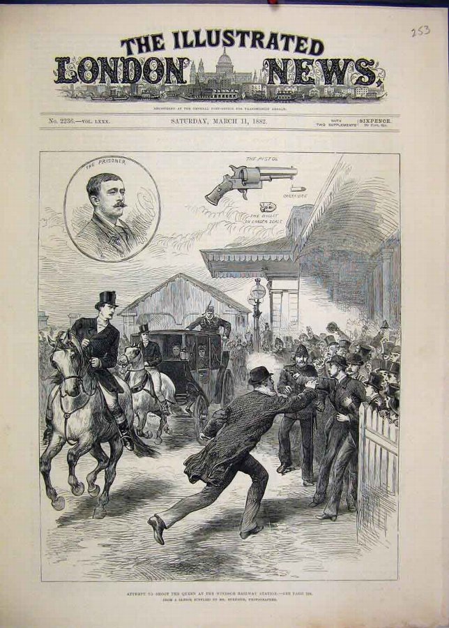 Print 1882 Attempt Shoot Queen Windsor Railway Sta