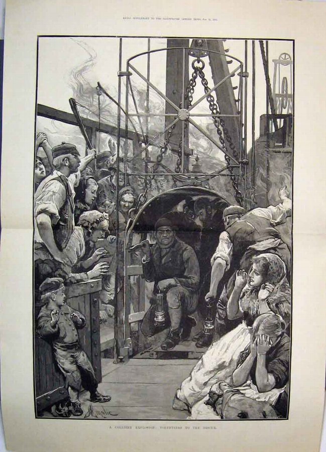 Print 1882 Colliery Explosion Volunteers Rescue Mi
