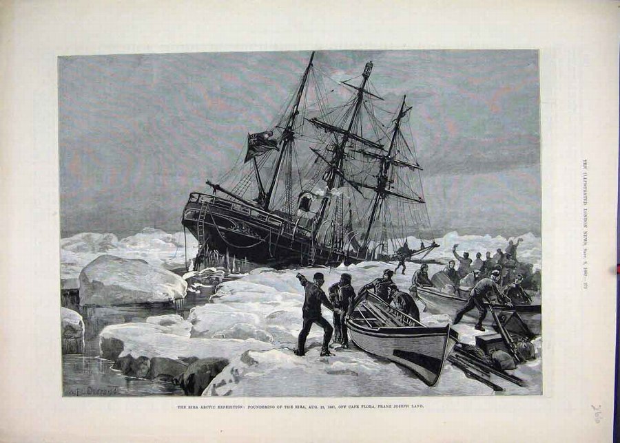 Print 1882 Eira Arctic Expedition Cape Flora Franz