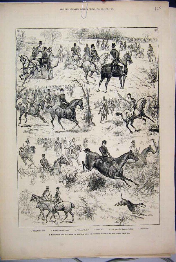 Print 1882 Empress Austria Sir Watkin Wynn Hounds 
