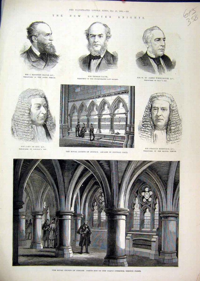 Print 1882 Lawer Knights Royal Court Justice Arcad