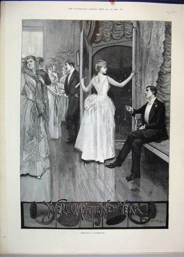 Print 1882 New Year Dance Women Men Jacomb Hood Ol