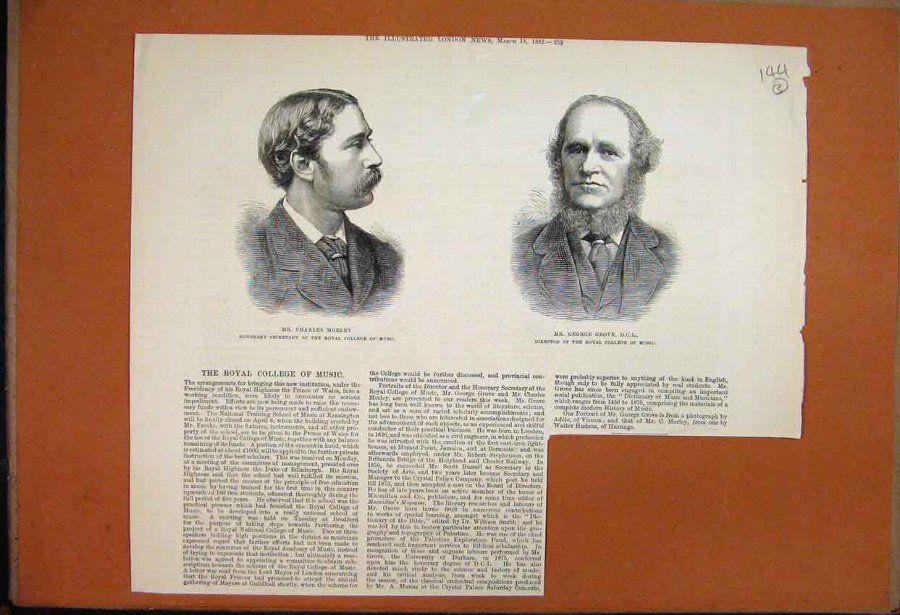 Print 1882 Royal College Music Morley Grove Portra
