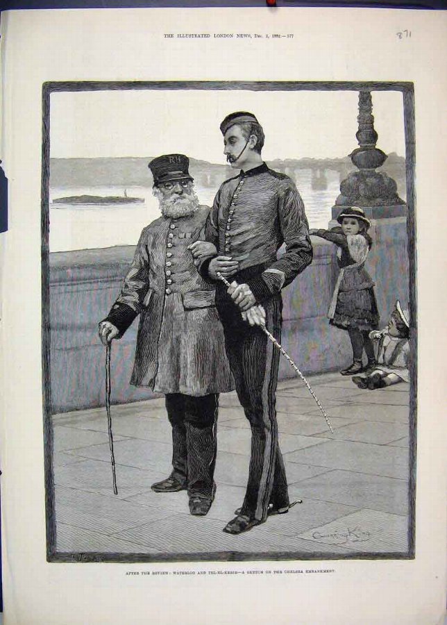 Print 1882 Waterloo Tel-El-Kebir Review Chelsea Em
