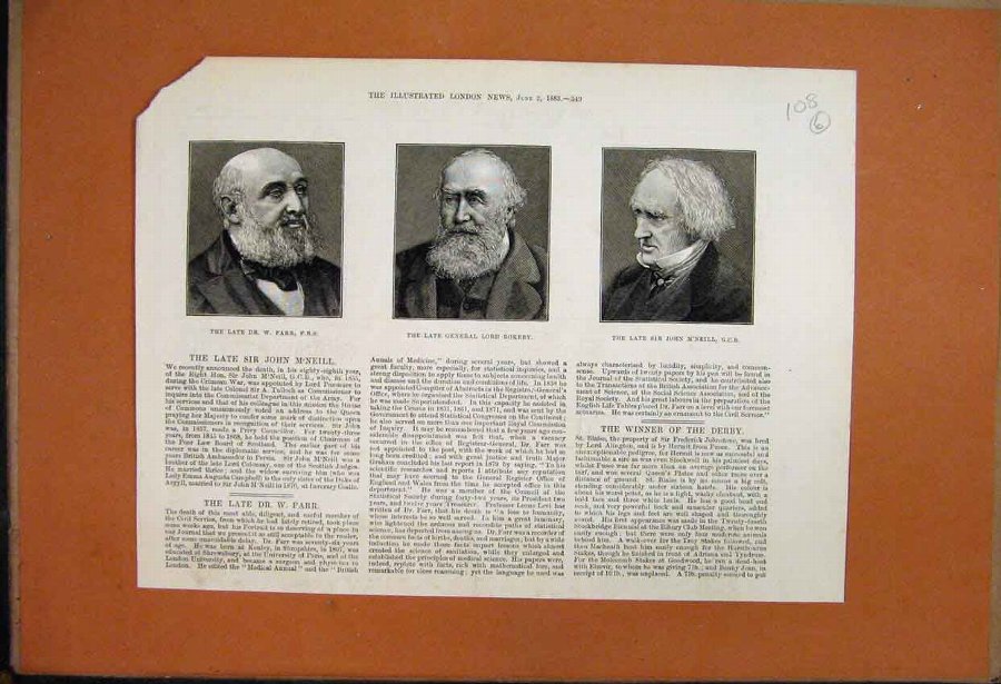 Print 1883 Late Dr Farr Lord Rokeby John M'Neill P