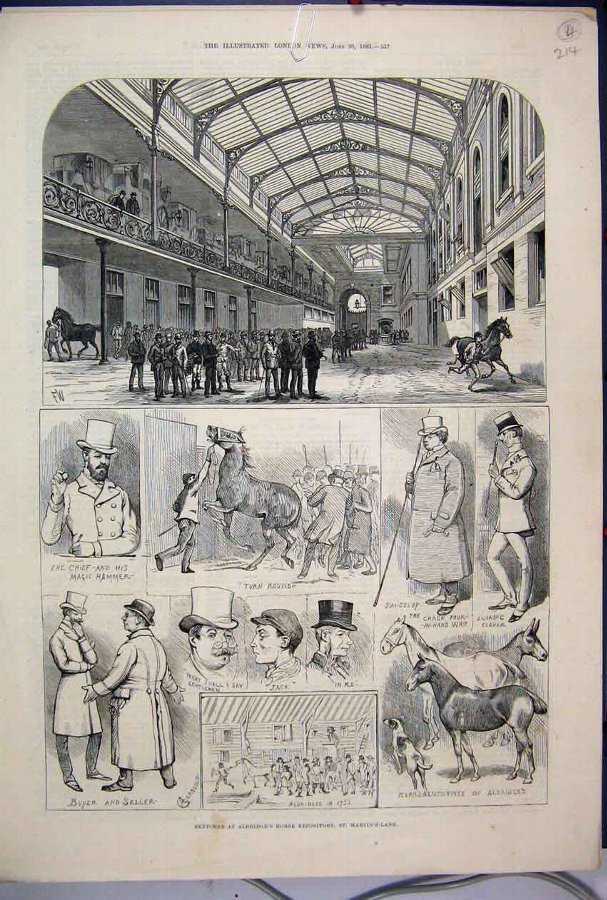 Print 1883 Aldridges Horse Repository Martins Lane