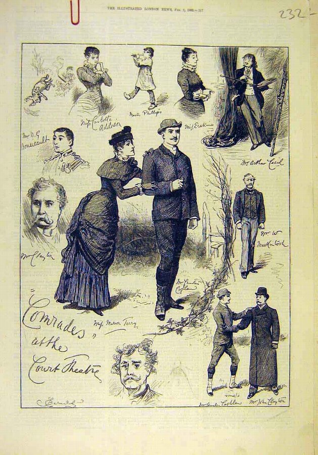 Print 1883 Comrades Court Theatre Actor Actress Ol