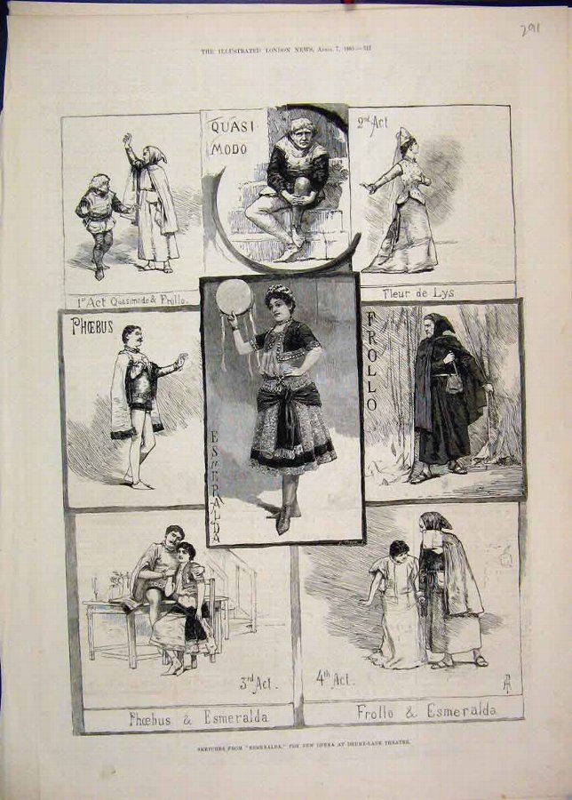 Print 1883 Esmerelda Opera Drury Lane Theatre Phoe