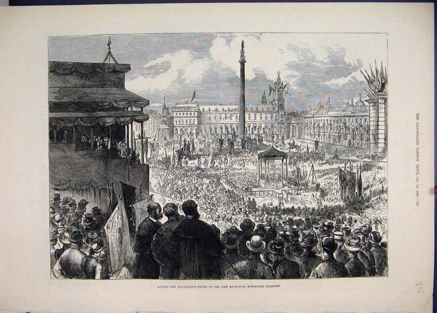 Print 1883 Laying Foundation Stone Municipal Glasg