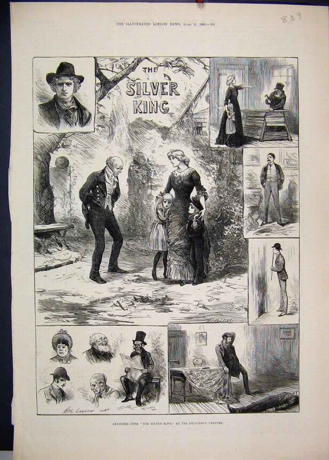 Print 1883 Silver King Scenes Princess Theatre Ske
