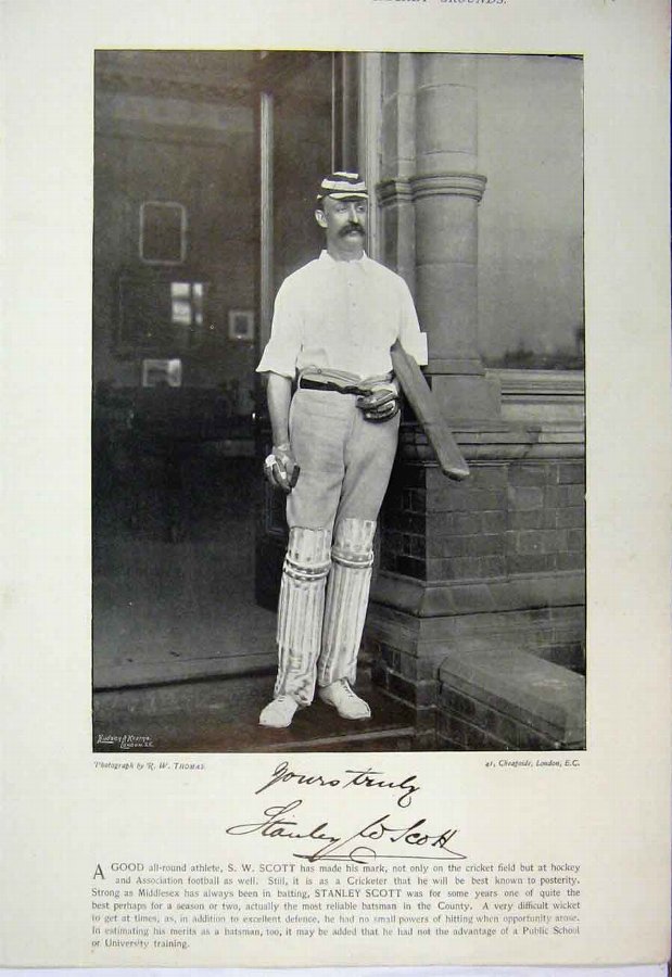 Print 1895 Cricket Sport Sussex Team Stanley Scott