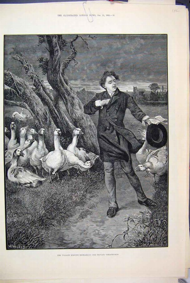 Print 1883 Village Roscius Private Theatricals Gee