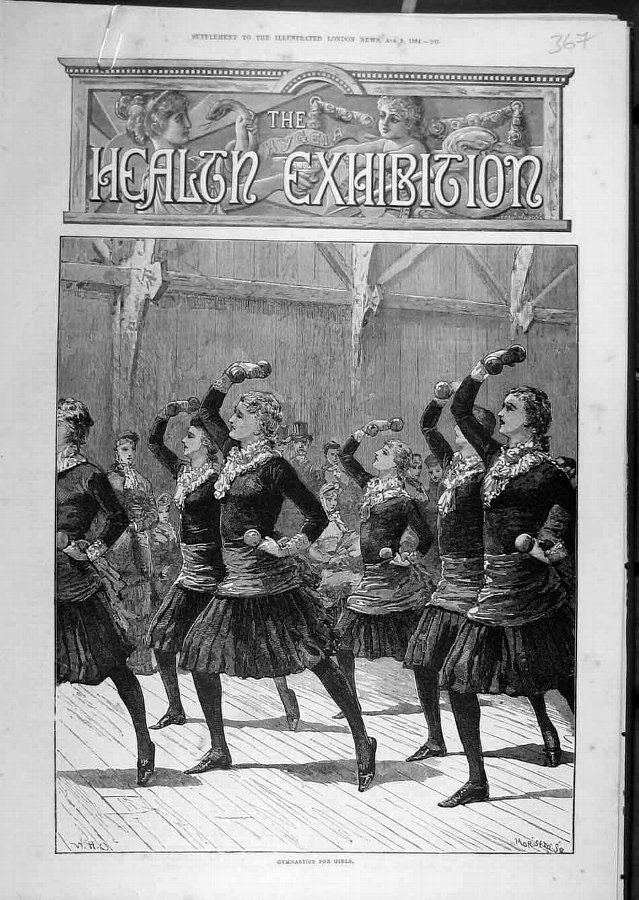 Print 1884 Gymnasium Gymnastic Girls Ladies Health