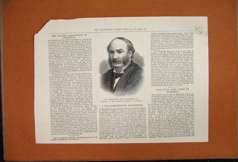 Print 1884 Portrait Lord Rayleigh President Britis
