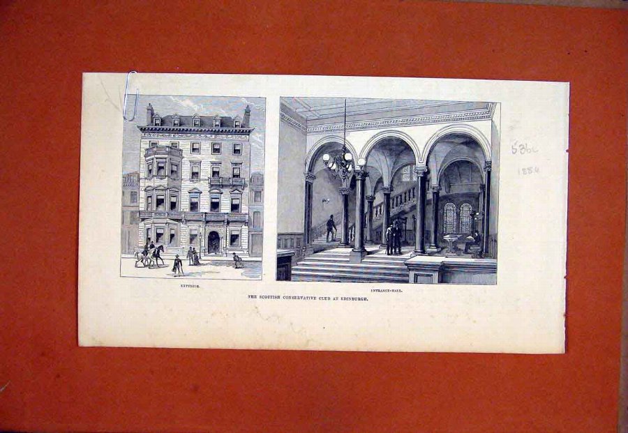 Print 1884 Scottish Conservative Club Edinburgh En