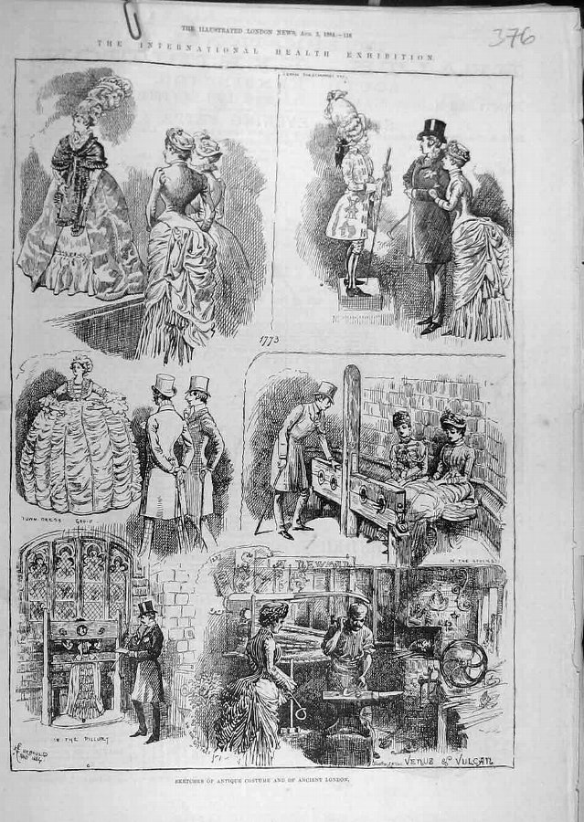 Print 1884 Sketches Costume Ancient London Health 