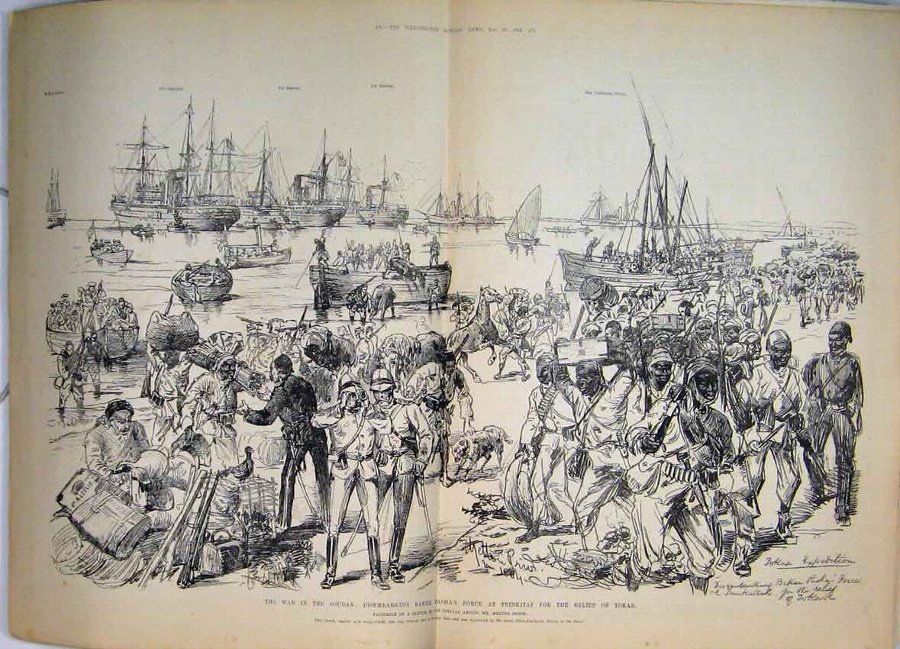 Print 1884 War Soudan Disembarking Baker Pasha Tri