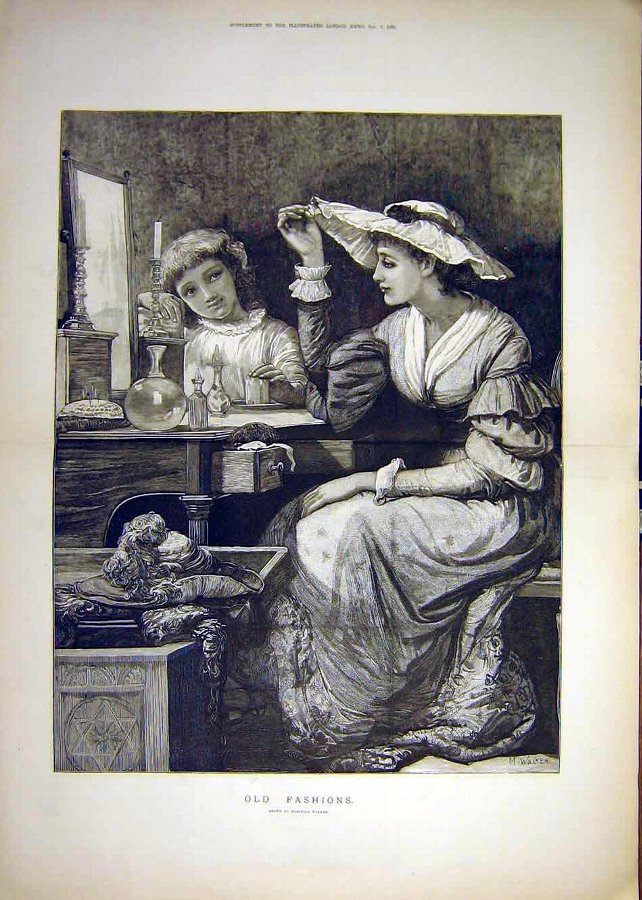 Print 1885 Old-Fashion Walker Lady Child Hat 01T79