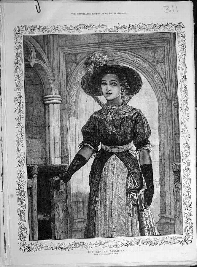 Print 1885 Squire'S Daughter Lady Woman Walker Fin
