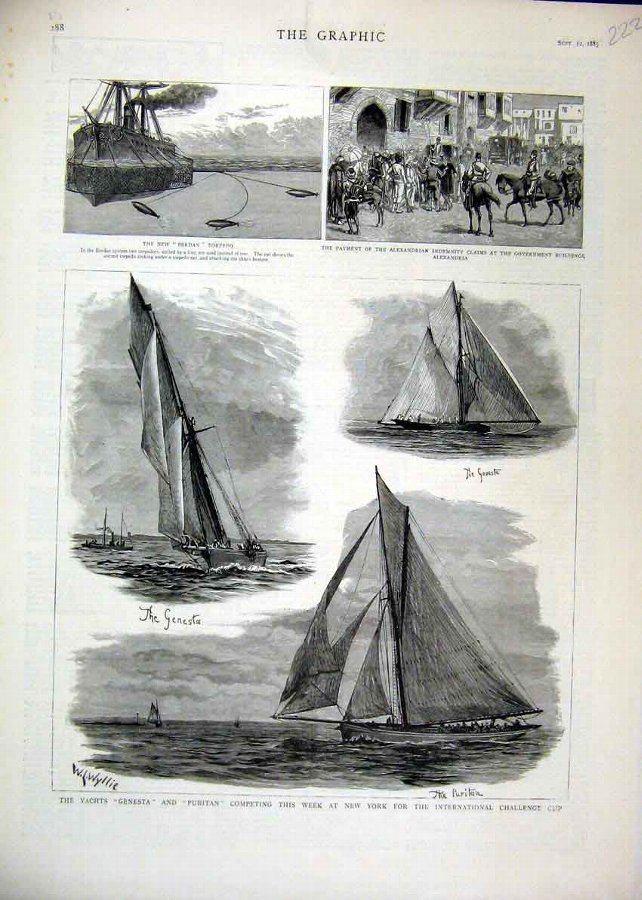 Print 1885 Yachts Genesta Puritan International Ch