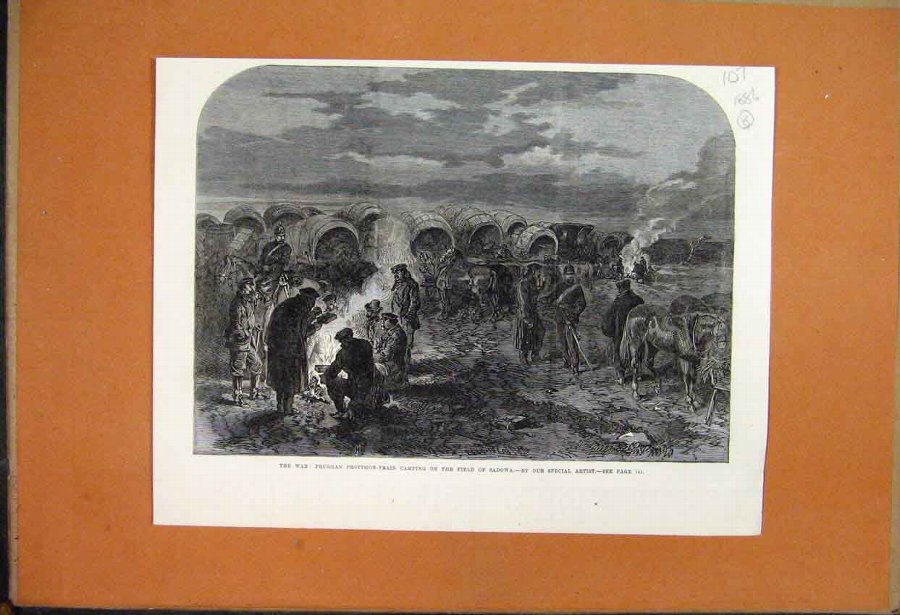 Print 1886 Prussian Provision Train Field Camp Sad