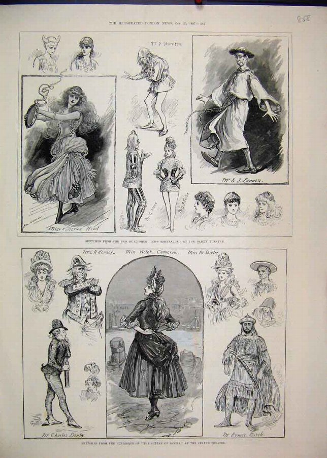 Print 1887 Burlesque Sultan Mocha Strand Theatre D