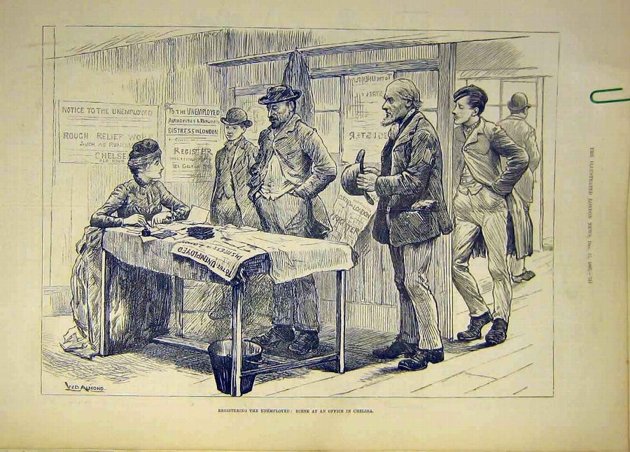 Print 1887 Register Unemployed Office Chelsea Peop