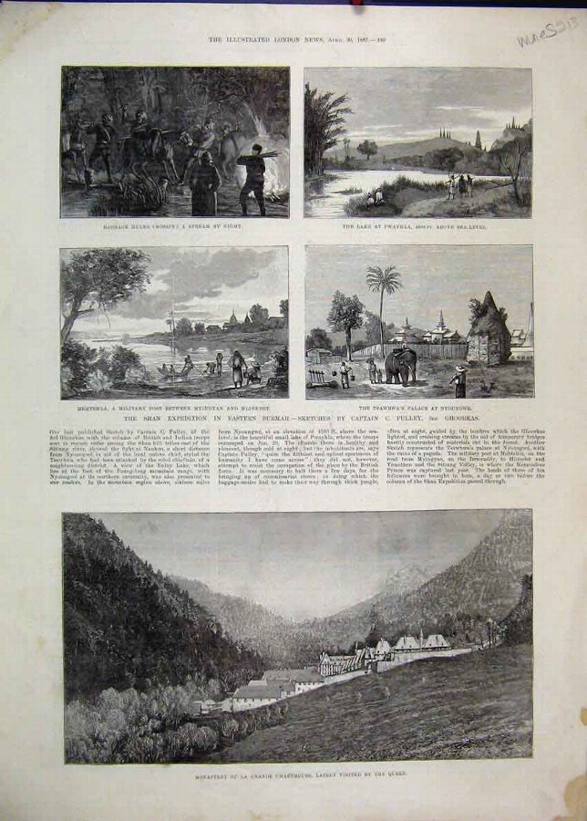 Print 1887 Shan Burmah Monastery Grande Pwayhla Me