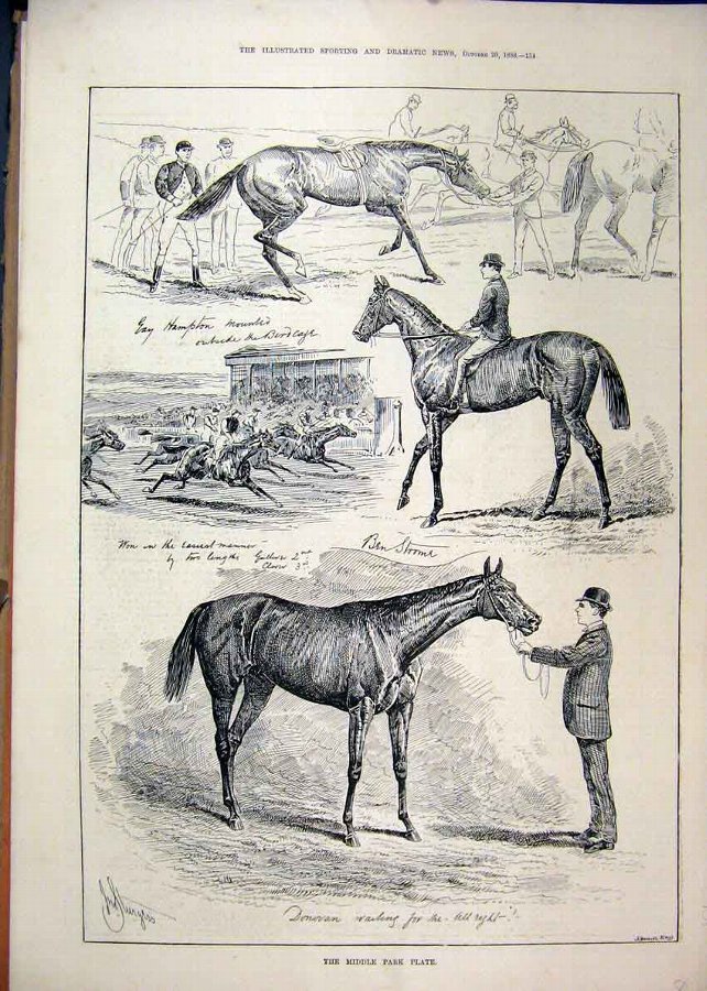 Print 1888 Middle Park Plate Horse Racing Grand St