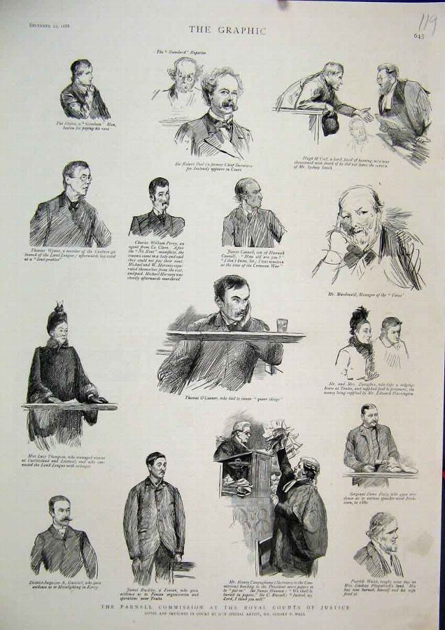 Print Ref.857 1888 Parnell Commission Royal Courts
