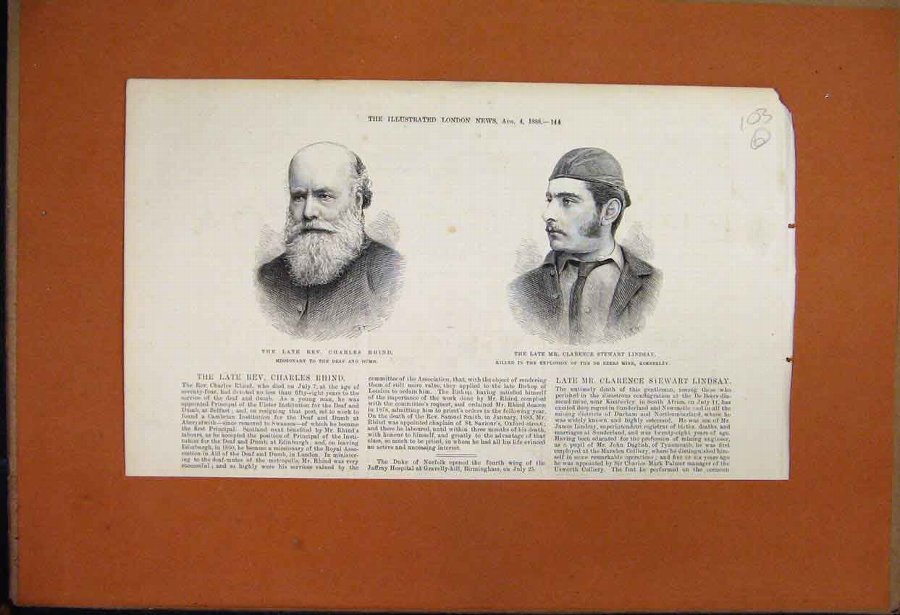 Print 1888 Rev Charles Rhind Clarence Lindsay Port