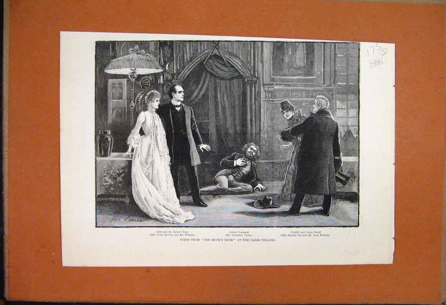 Print 1888 Scene The Monks Room Globe Theatre Erne