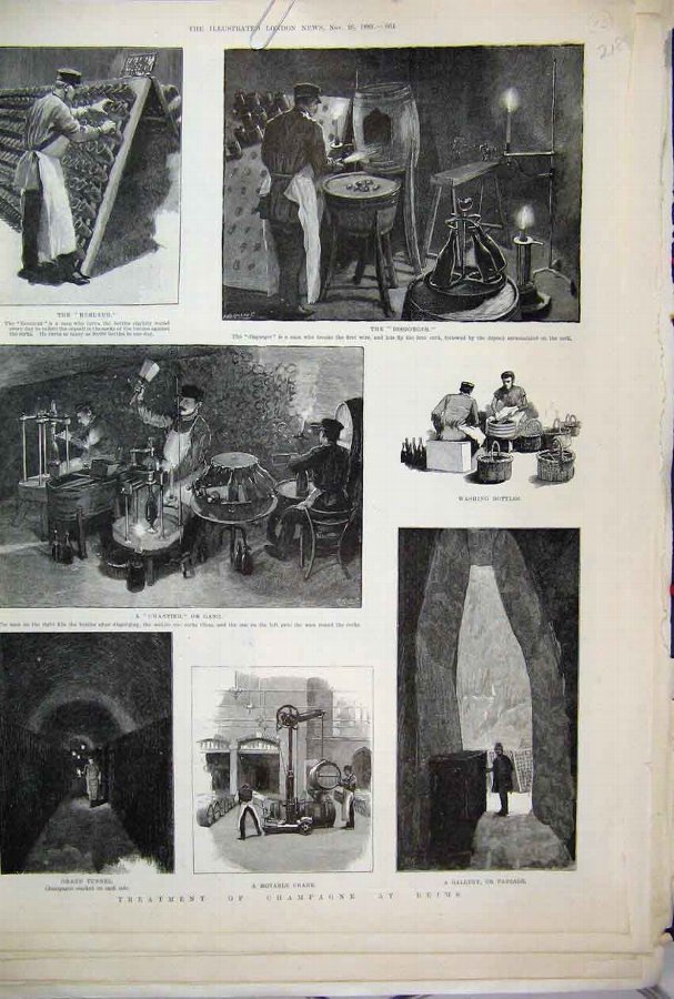Print 1889 Champagne Remis Disgorger Remueur Chant