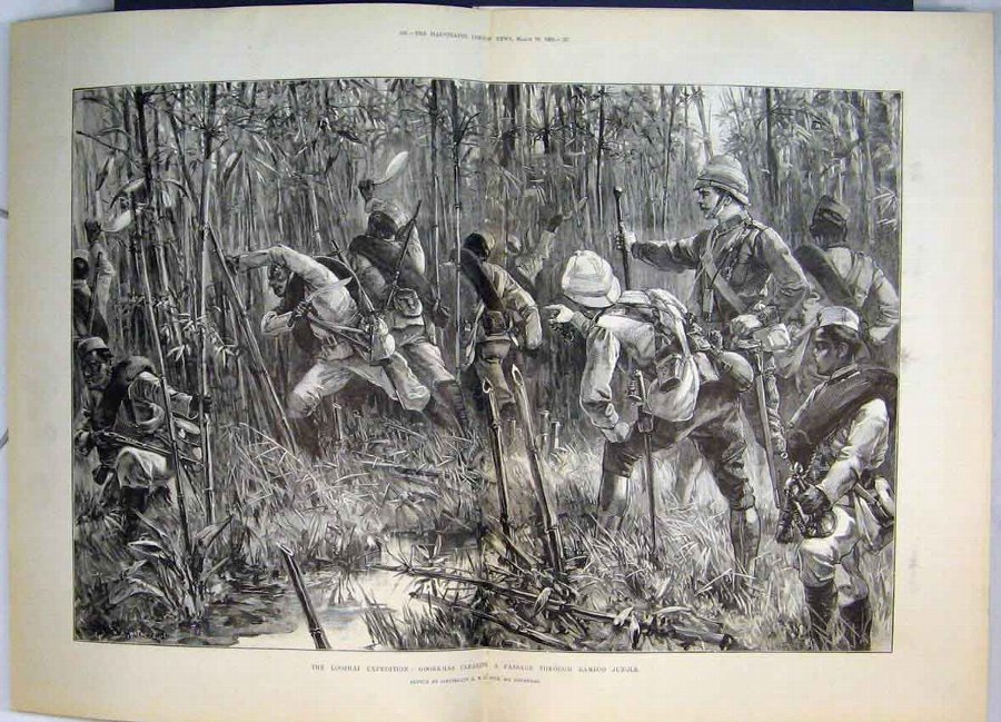 Print 1889 Looshai Expedition Goorghas Clearing Ba