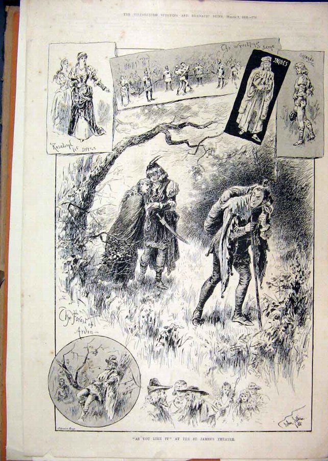 Print 1890 As You Like It Scenes St. James Theatre